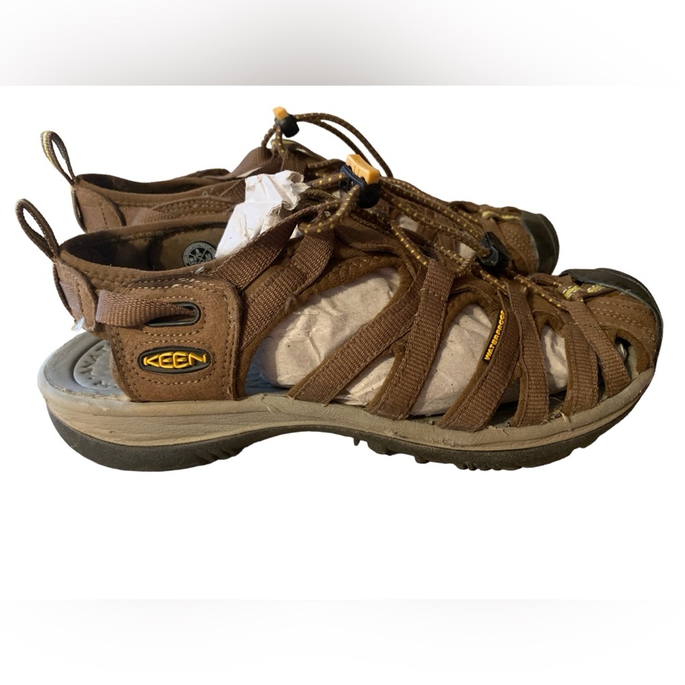 Keen Whisper Women's Brown Waterproof Hiking Sandals Siz 8 1003713 coffee yellow